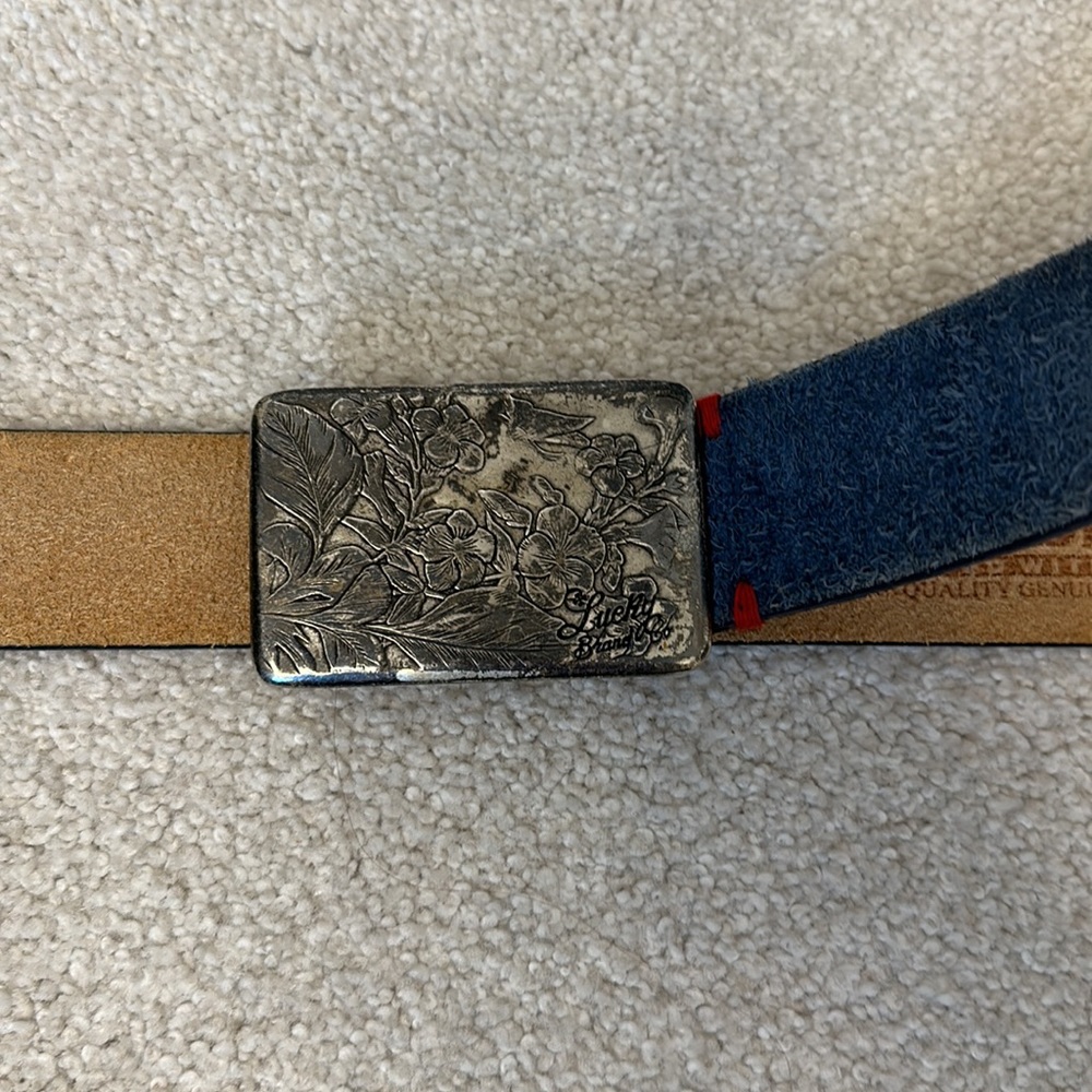 Blue leather lucky vintage belt